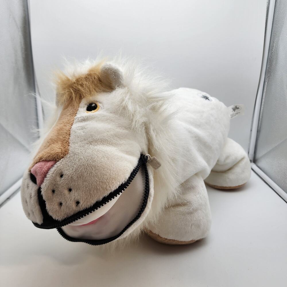 Stuffies Champ White Lion Plush 20" Hidden Pockets Stuffed Animal Toy 2013